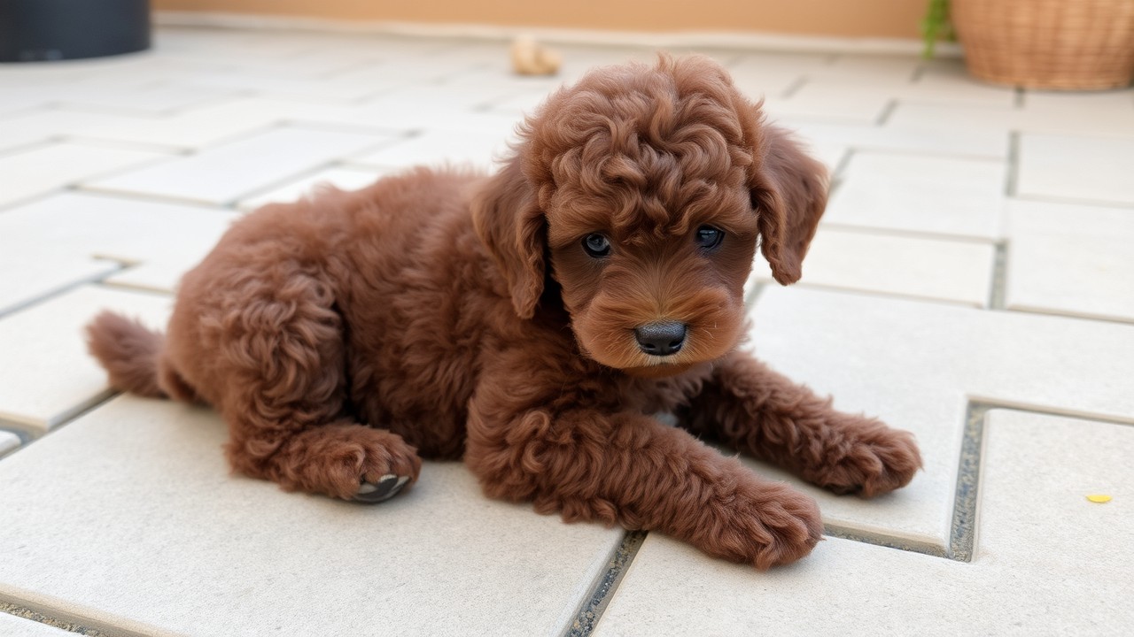 Pudelwelpen bilder spielend garten